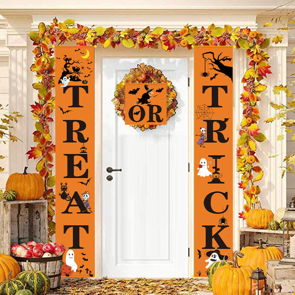 Halloween Outdoor Banner – Spooky Halloween Couplets for Yard, Porch & Party Decorations