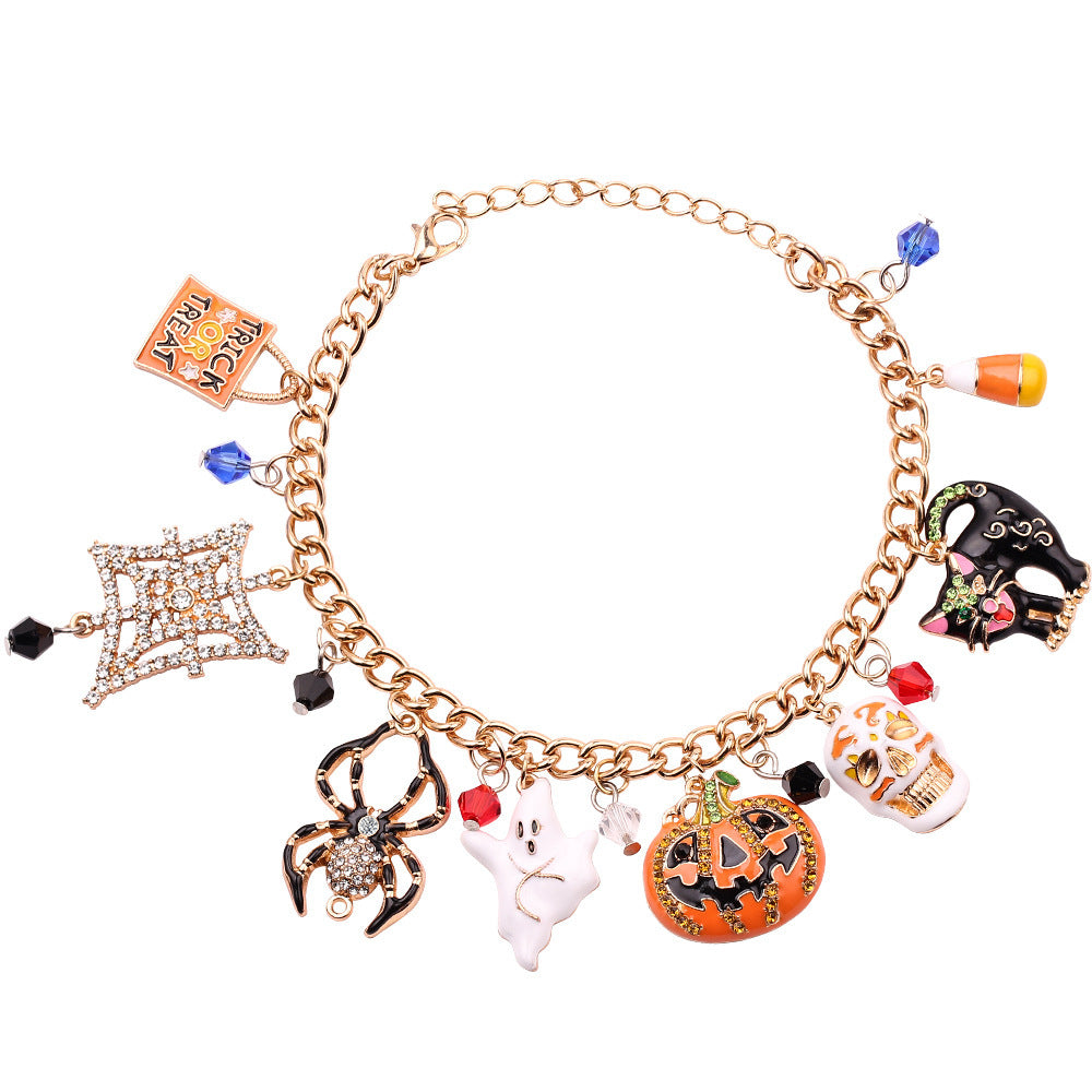 Halloween Bracelet – Spooky Charm Jewelry with Pumpkin, Bat & Ghost Designs for Party & Gifts