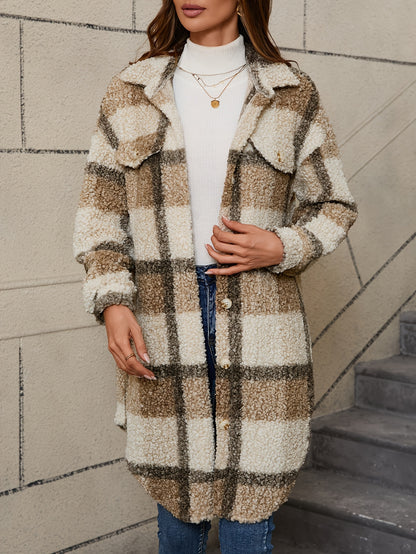 Plaid Pattern Button Front Jacket | Trendy Women’s Casual Outerwear