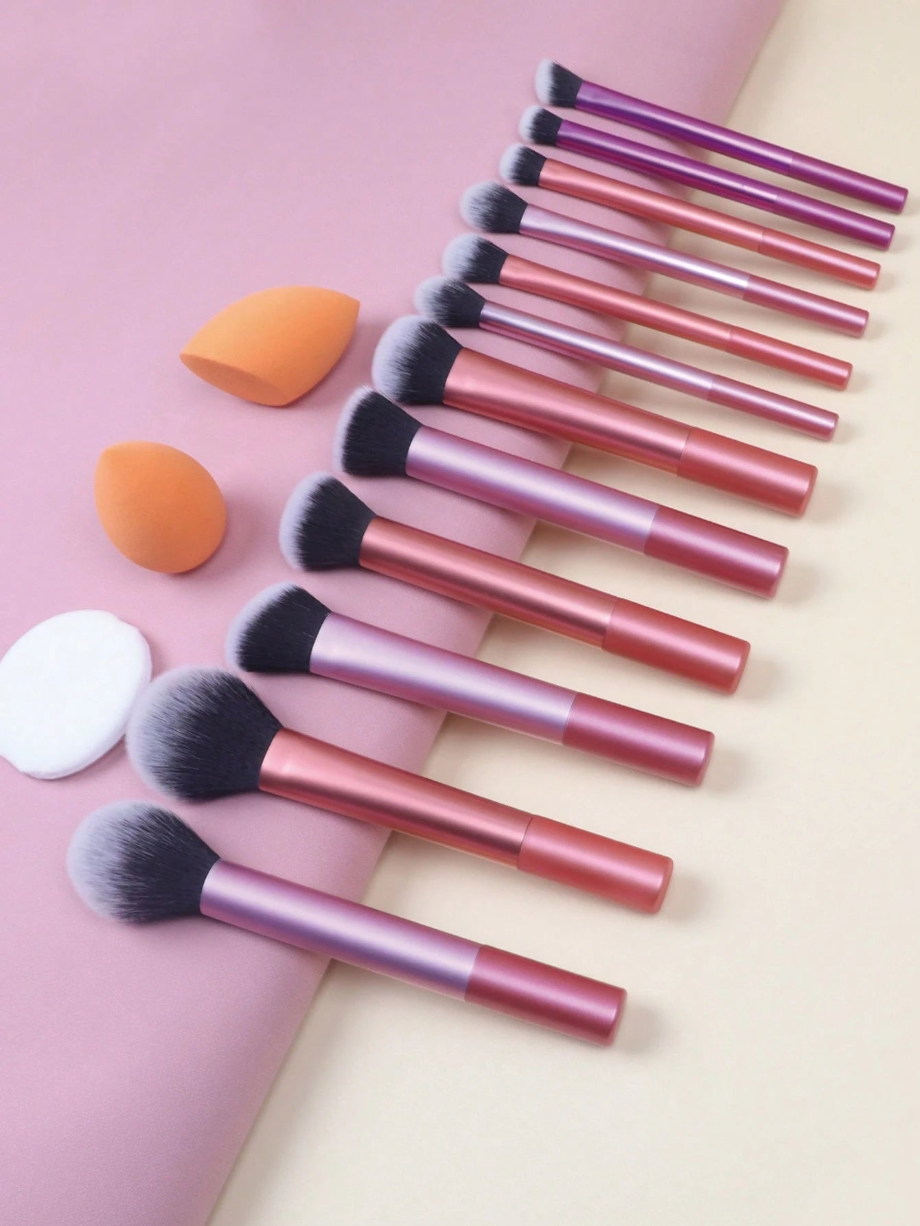 12pcs Multi - Functional Makeup Brush Set with Sponges & Powder Puff - FINDS & FAVES