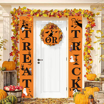 Halloween Outdoor Banner – Spooky Halloween Couplets for Yard, Porch & Party Decorations