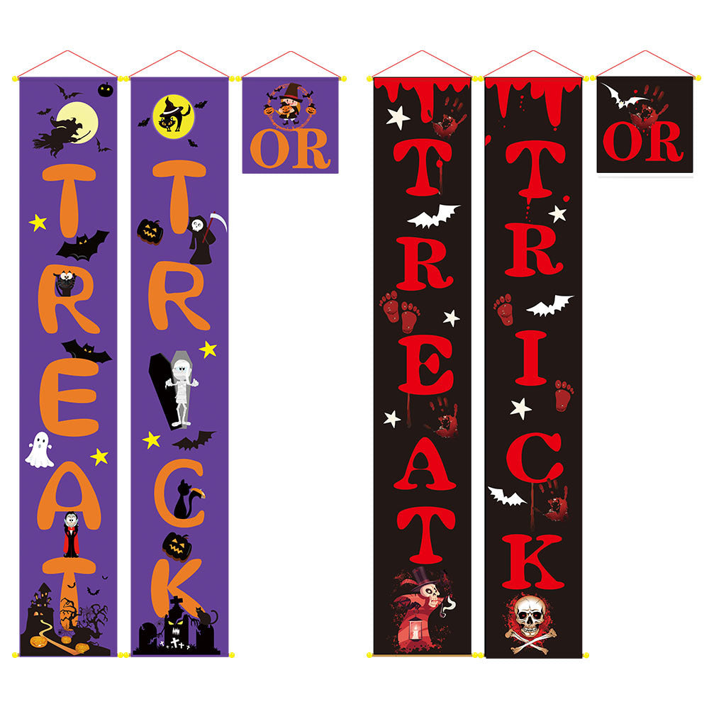 Halloween Outdoor Banner – Spooky Halloween Couplets for Yard, Porch & Party Decorations