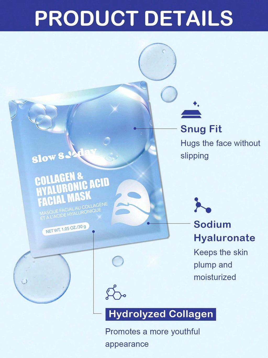 SlowSunday Collagen & Hyaluronic Acid Face Mask – Deep Hydration UK