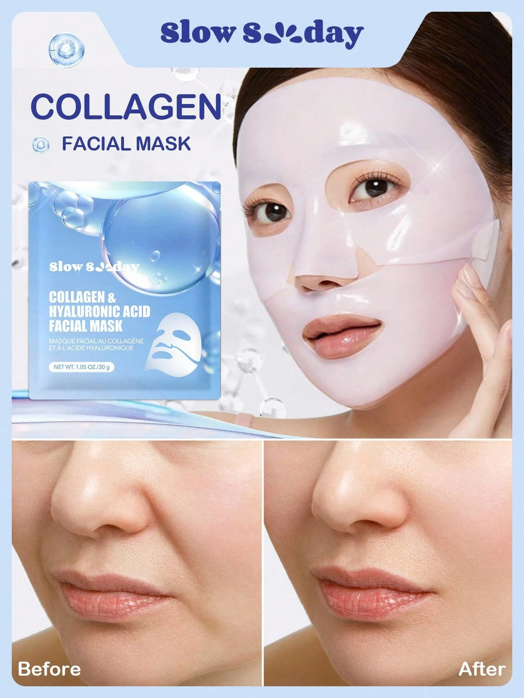 SlowSunday Collagen & Hyaluronic Acid Face Mask – Deep Hydration UK