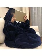 Thick Flannel Hooded TV Blanket – Ultra-Soft Sherpa Wearable Blanket with Sleeves for Cozy Winter Comfort