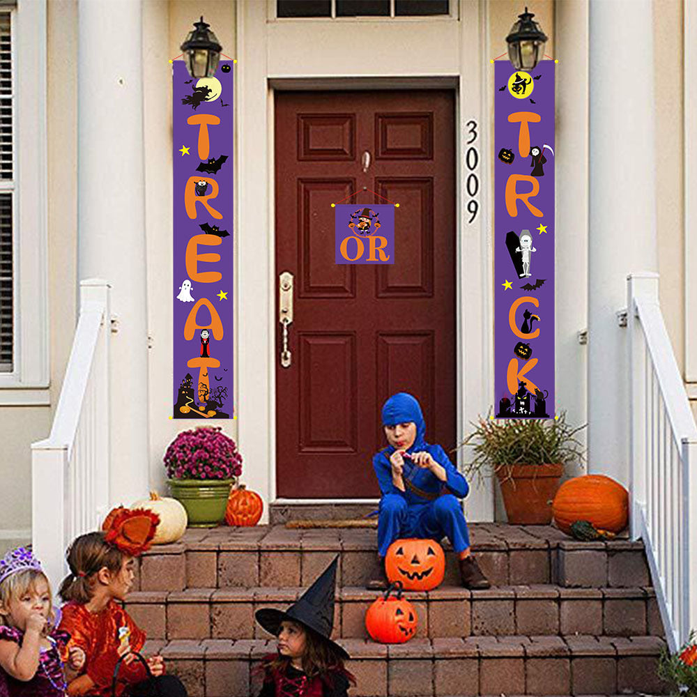 Halloween Outdoor Banner – Spooky Halloween Couplets for Yard, Porch & Party Decorations