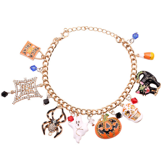 Halloween Bracelet – Spooky Charm Jewelry with Pumpkin, Bat & Ghost Designs for Party & Gifts