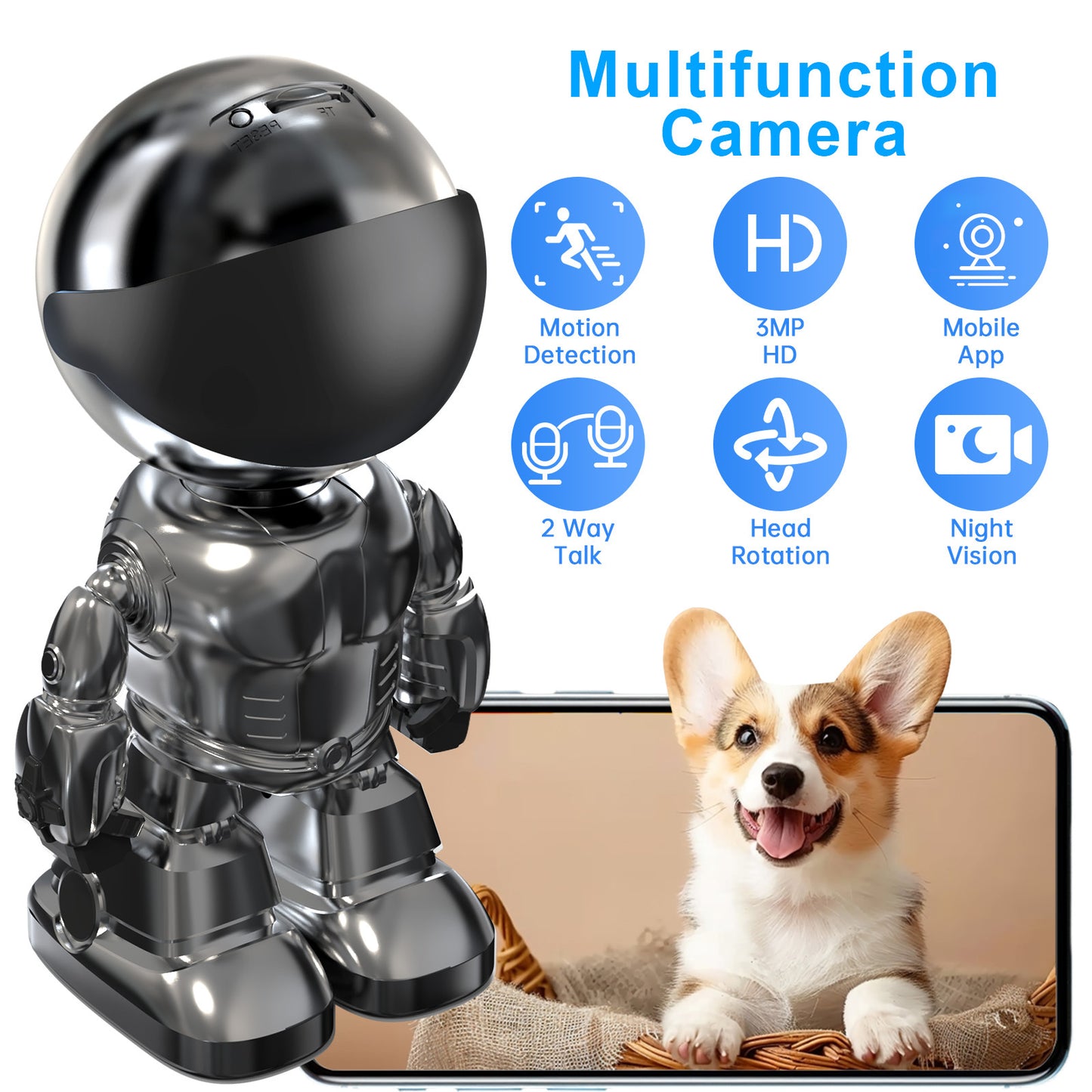 Wi-Fi Enabled Robot Camera With Night Vision