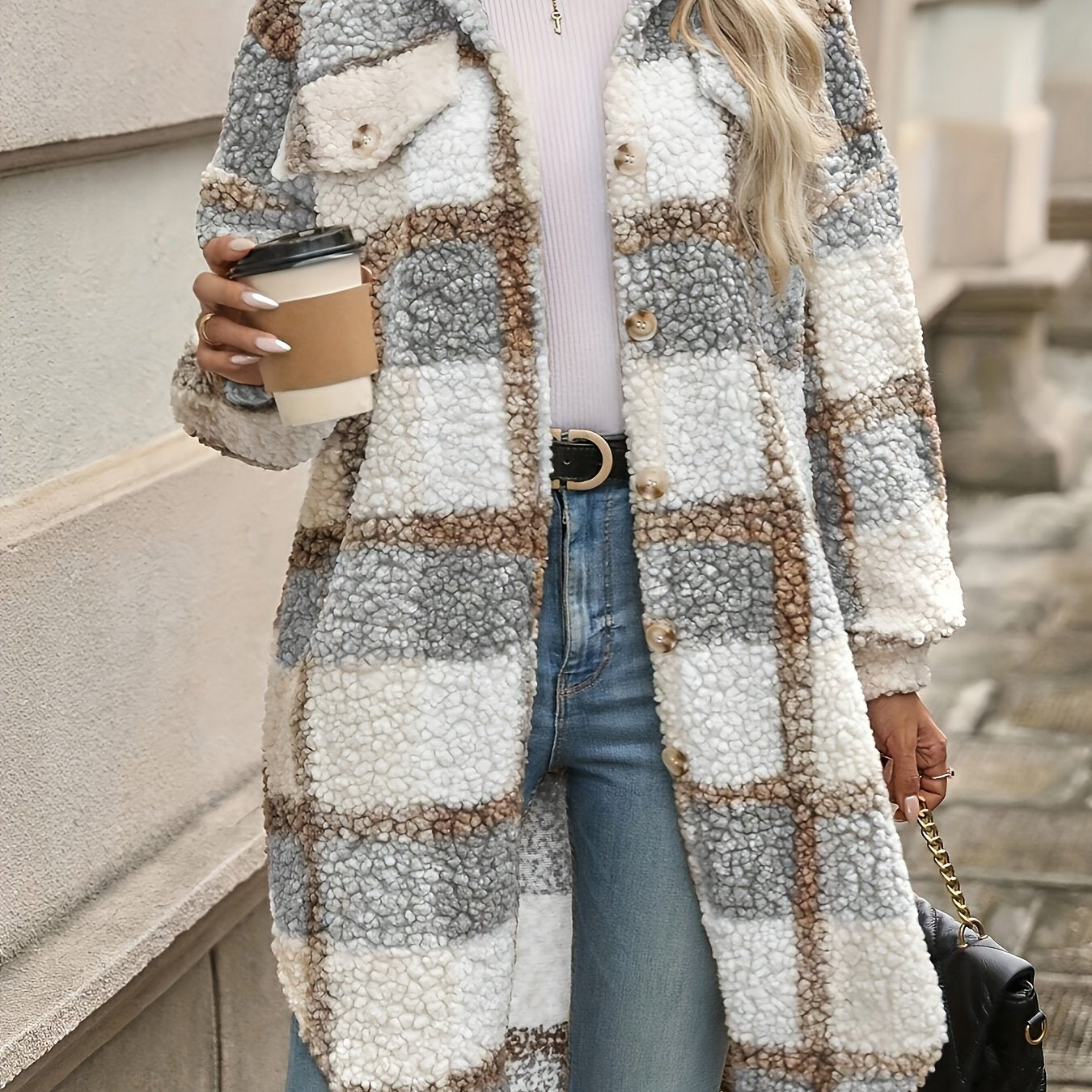 Plaid Pattern Button Front Jacket | Trendy Women’s Casual Outerwear