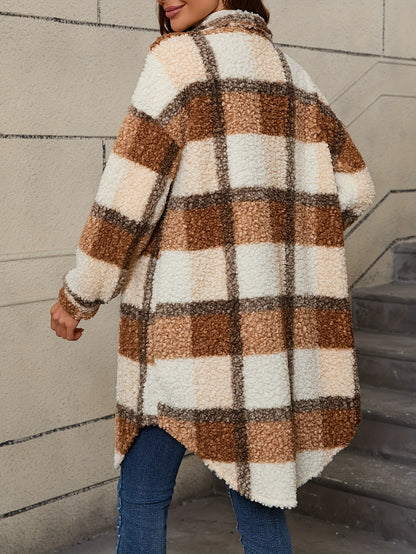 Plaid Pattern Button Front Jacket | Trendy Women’s Casual Outerwear