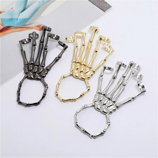 Steampunk Skull Bracelet – Gothic Skeleton Elastic Bangle for Men & Women