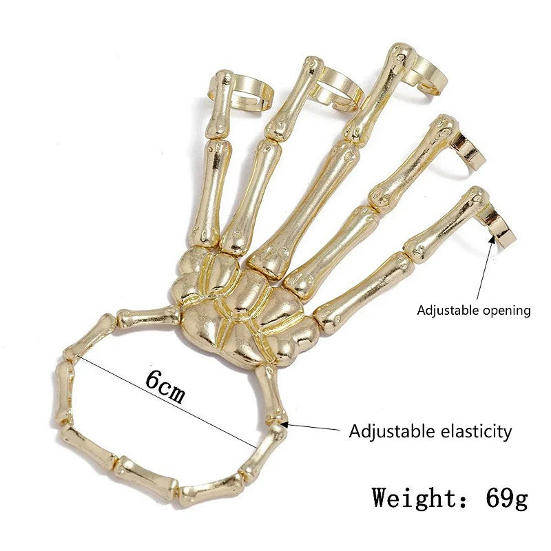Steampunk Skull Bracelet – Gothic Skeleton Elastic Bangle for Men & Women