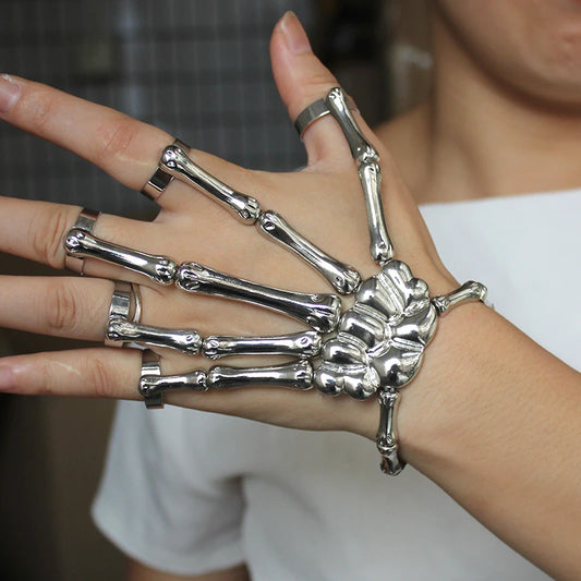 Steampunk Skull Bracelet – Gothic Skeleton Elastic Bangle for Men & Women