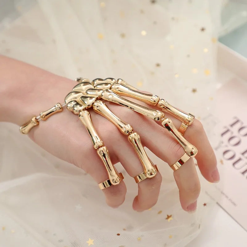 Steampunk Skull Bracelet – Gothic Skeleton Elastic Bangle for Men & Women