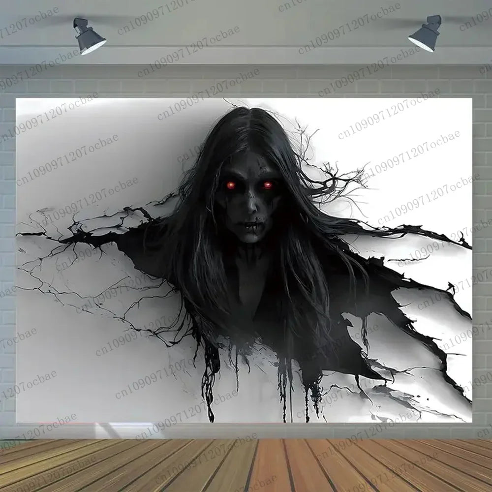 Halloween Zombie Horror Tapestry – 3D Printed Wall Backdrop | Haunted House Party & Home Decoration