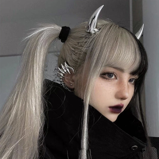 Punk Demon Horn Metal Headband – Lucifer Anime Hairpins for Men & Women
