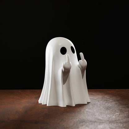 Middle Finger Ghost Statue – Cute & Scary Ghost Figurine | Halloween Home Decoration, Coffee Table & Shelf Centerpiece