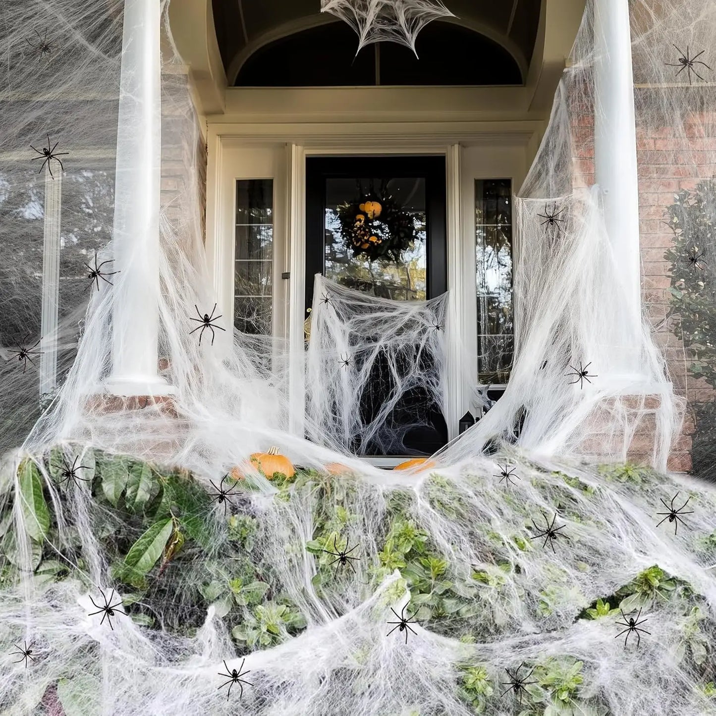 200 Sqft Spider Webs Halloween Decorations with Fake Spiders – Super Stretch Cobwebs for Indoor & Outdoor Party