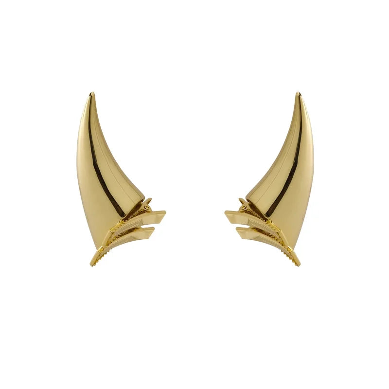 Punk Demon Horn Metal Headband – Lucifer Anime Hairpins for Men & Women