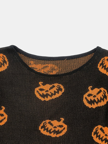 Women’s Autumn Winter Halloween Sweater – Round Neck Loose Woolen Pullover with Distressed Hole Design, Cozy Casual Knit Top