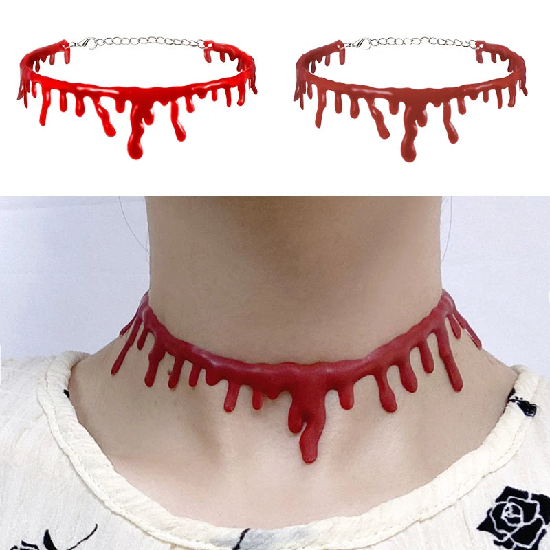 Halloween Horror Blooddrop Necklace – Vampire Fake Blood Choker for Women