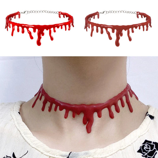 Halloween Horror Blooddrop Necklace – Vampire Fake Blood Choker for Women