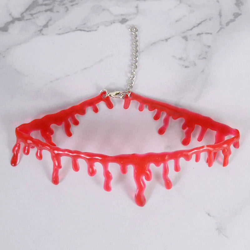 Halloween Horror Blooddrop Necklace – Vampire Fake Blood Choker for Women