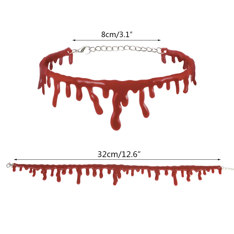 Halloween Horror Blooddrop Necklace – Vampire Fake Blood Choker for Women