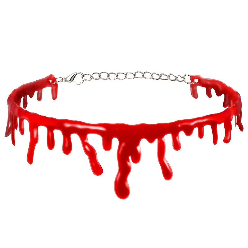 Halloween Horror Blooddrop Necklace – Vampire Fake Blood Choker for Women