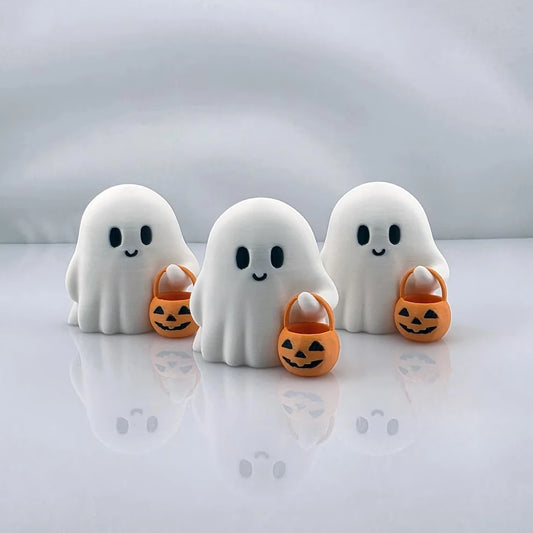 3pcs Cute Tiny Trick or Treat Ghost – Spooky Halloween Desk Decoration Display