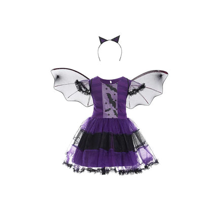 Girls 4-Piece Witch Costume Set – Dress, Hat, Wand & Bag | Halloween Wizard Outfit 2025 for Kids