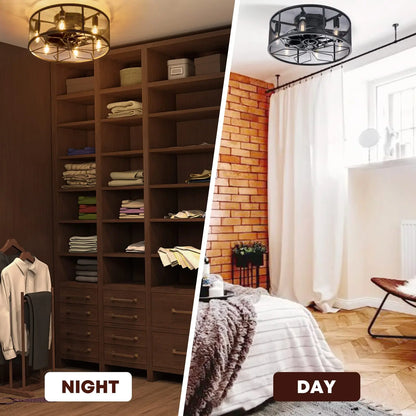 Flush Mount Caged Ceiling Fan - Modern And Compact