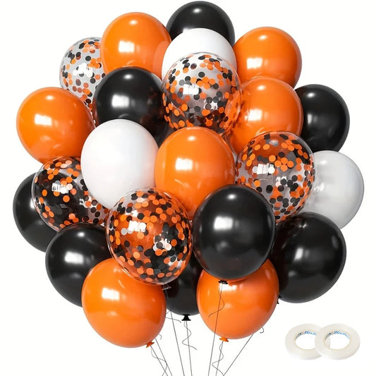 30pcs Black & Orange Halloween Balloons – Pumpkin Ghost Party Decor