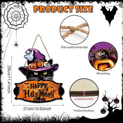 2D Halloween Trick-or-Treat Wooden Sign – Pumpkin Monster Porch Decor