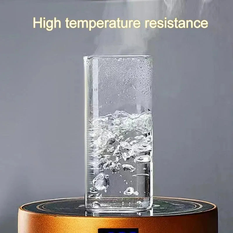 Square Heat-Resistant Glass Coffee Cup with Lid & Straw – Transparent Drinkware
