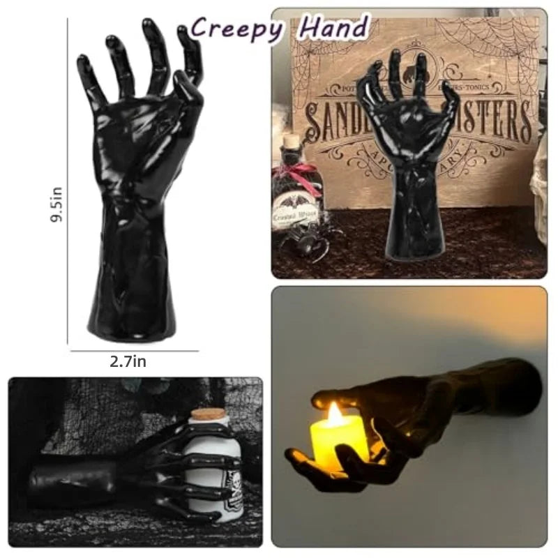 Halloween Creepy Hand Wall Decor – Gothic Life-Size Horror Candle Holders