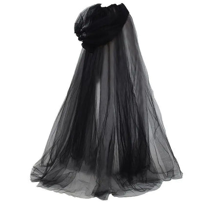Black Witch & Vampire Cosplay Cloak – Halloween Double Layer Bridal Shawl | Party Costume Prop & Holiday Dress Up