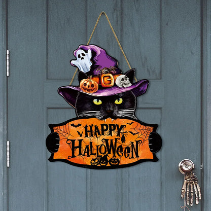 2D Halloween Trick-or-Treat Wooden Sign – Pumpkin Monster Porch Decor