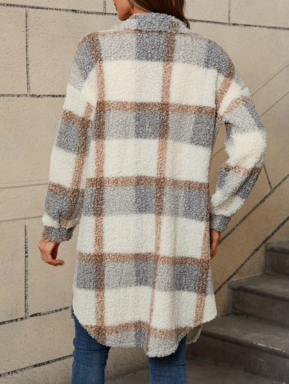 Plaid Pattern Button Front Jacket | Trendy Women’s Casual Outerwear