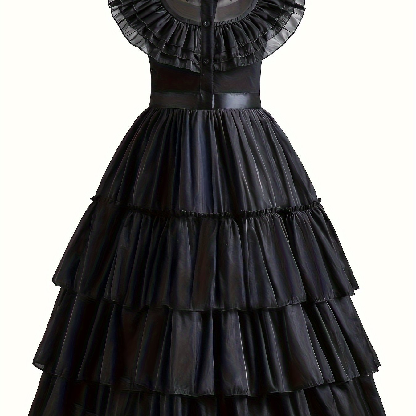 Girls’ Cool Tutu Dress – TV Character Inspired Sleeveless Costume with Layered Ruffle Hem, Button-Up Lapel Collar, Halloween Party Outfit